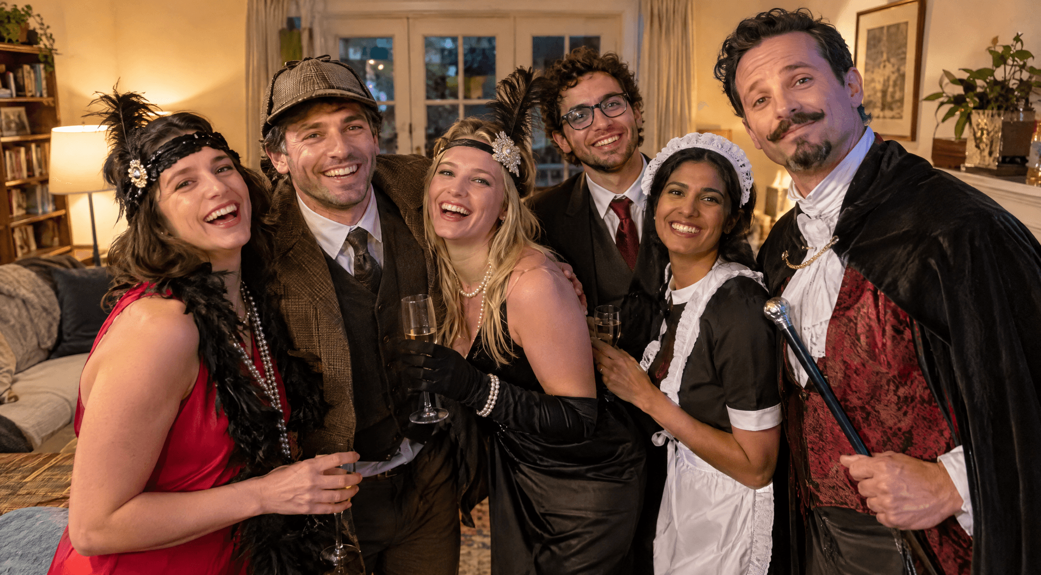 Photo de groupe après une murder party à domicile
