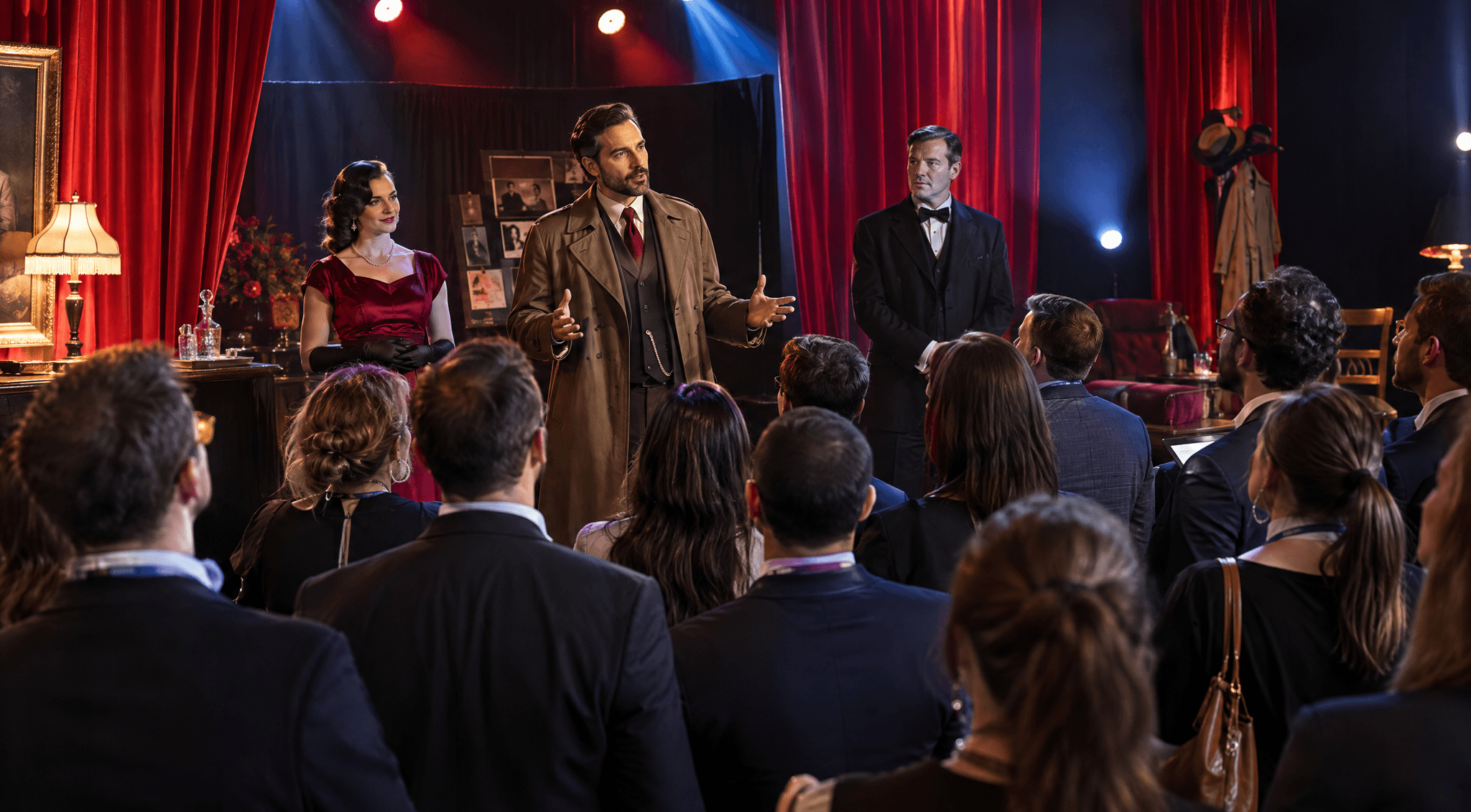 Accueil d'un cluedo géant Murderama