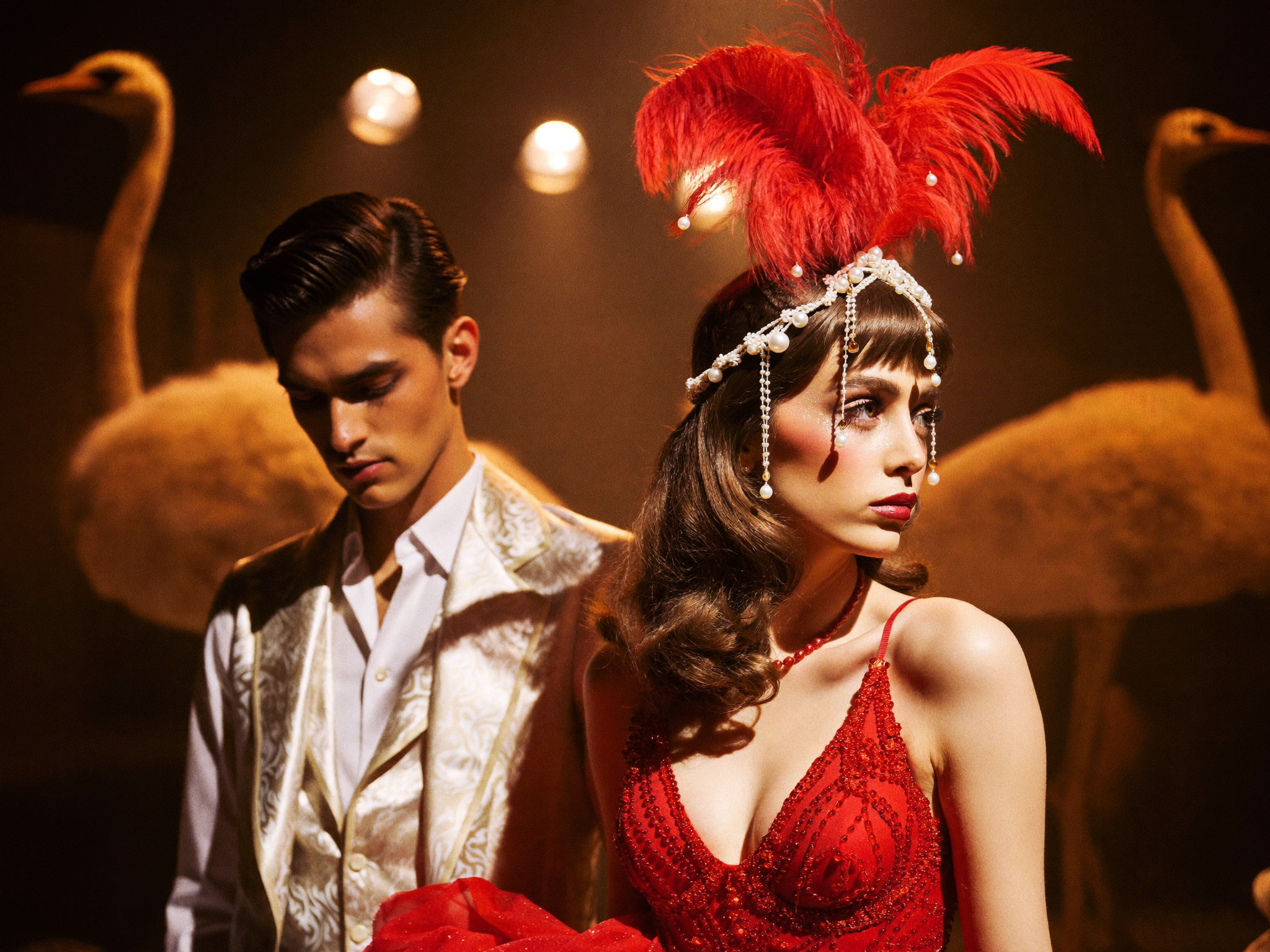 Comédiens en costume Années folles pour le spectacle immersif au Château Descas